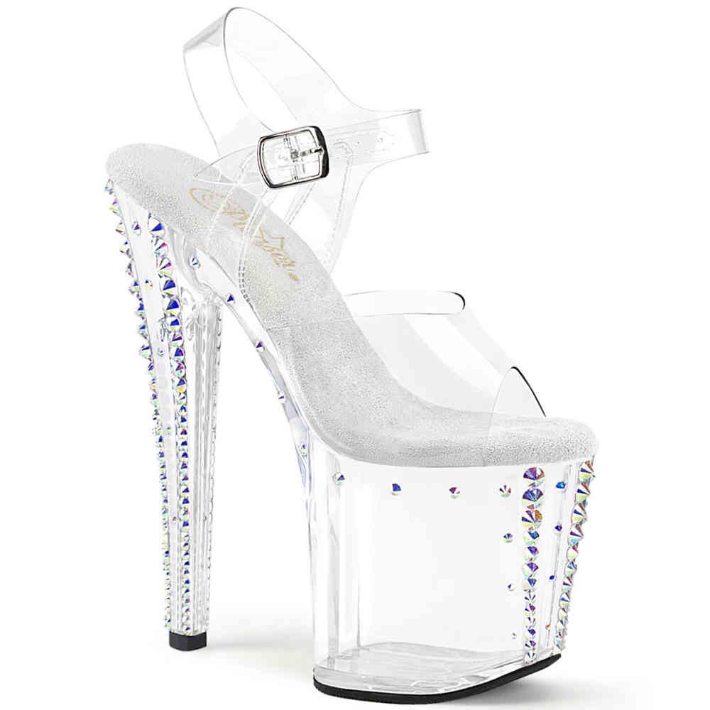 Pleaser - ENCHANT708RS02 Sandale à bride à la cheville, Pole dance chaussures - Transparent Product image